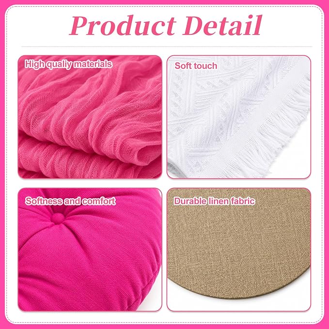 Cinrobiye Boho Picnic Party Set for Outdoor, Aesthetic Picnic Setup with Large Picnic Blanket, Floor Cushions, Table Runner, Napkins, Balloons for Wedding, Bridal Shower, Birthday (Pink)