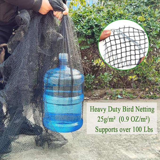 Bird Netting 25X25 FT, 1/2" Mesh, Strong Woven Garden Netting for Plants, Fruit Trees, Blueberry Bushes, Vegetables, Strawberry Protection, Against Bird, Deer, Squirres, Poultry, Small Animals