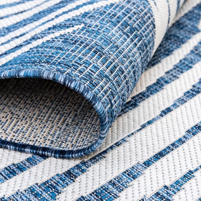 Unique Loom Outdoor Botanical Collection Area Rug - Palm (5' x 8' Rectangle Blue/Navy Blue)