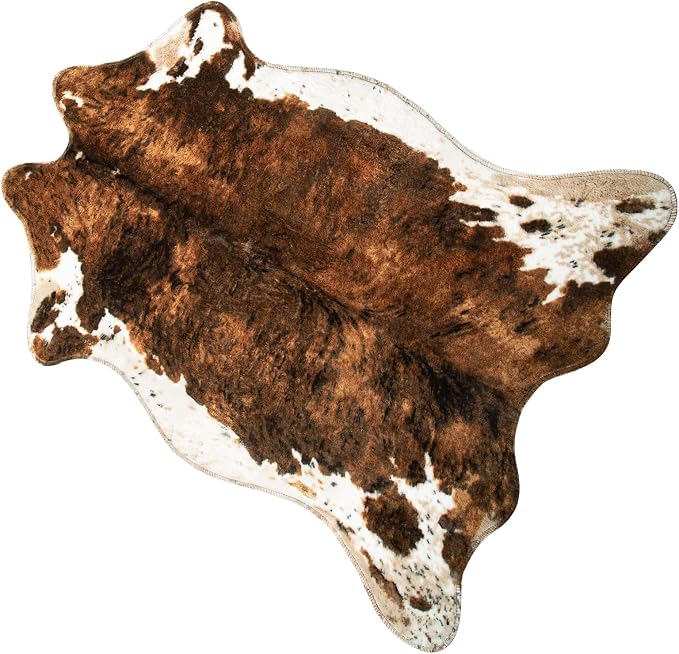MACEVIA Faux Cowhide Rug Cute Cow Print Rugs Animal Area Carpet Western Decor for Bedroom Non-Slip 43.3" L x 29.5" W(3.6ft x 2.4ft)