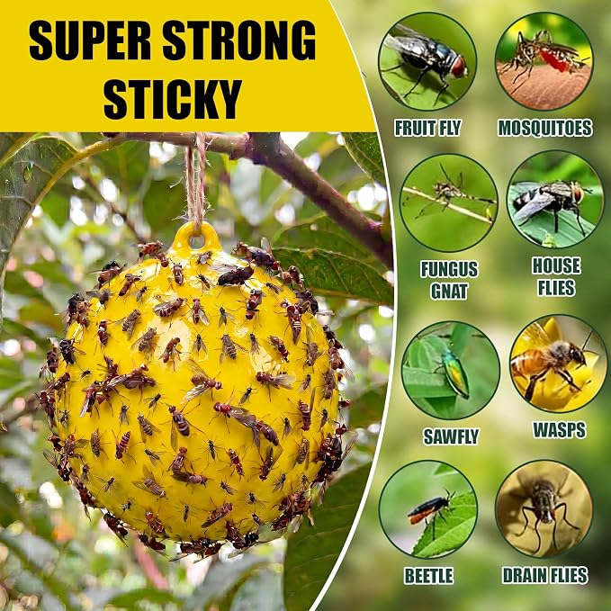 2 Pack Inflatable Fly Trap Balls 18inch Sticky Catcher for Black Yellow Greenhead Flies Outdoor Insect Control for Barn Stable Garden Greenhouse (Glue Not Included) (Gnat Fly Ball Trap)
