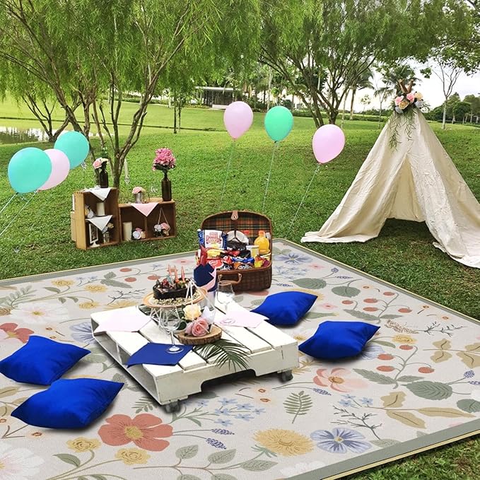 Picnic Blankets Waterproof Foldable - Outdoor Beach Blanket Sandproof, 3-Layer Lightweight Picnic Camping Rugs for Outside
