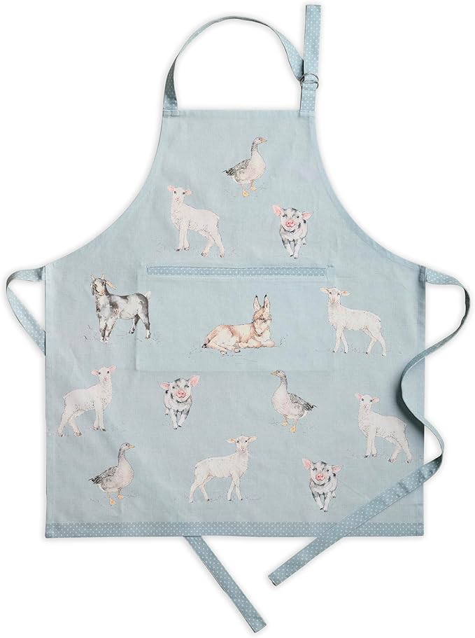 Maison d' Hermine Aprons for women with Pocket 100% Cotton (27.50"x31.50") | Adjustable Neck Strap & long ties Apron Men Chef Wedding Cooking Gardening Server Maid