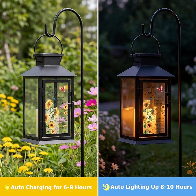 Solar Memorial Lantern Outdoor Waterproof, Sympathy Gifts for Loss of Loved One Mother Father, Remembrance Condolences Grief Gift for Loss, in Memory of Loved One Gifts