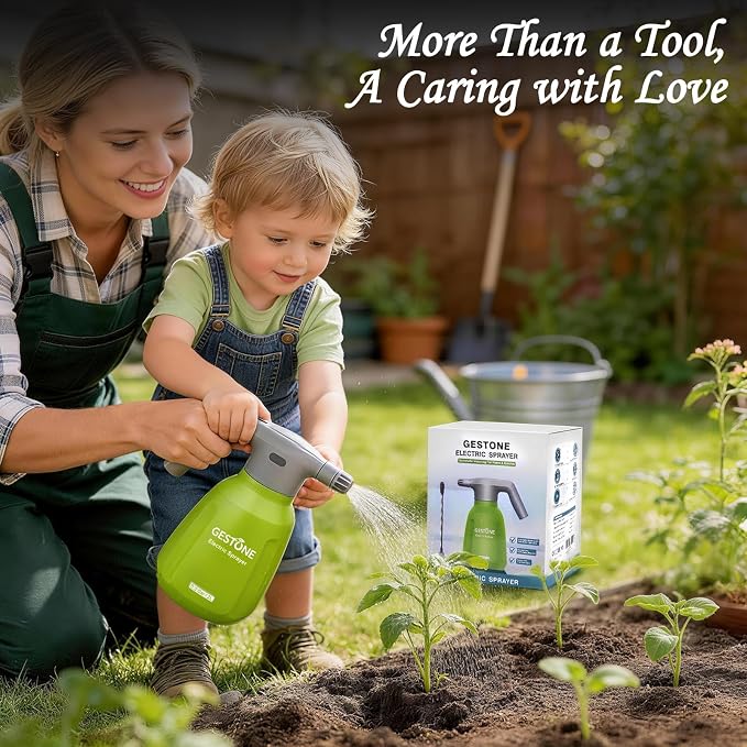 Electric Spray Bottle 2L/0.5 Gallon Plant Mister, Automatic Watering Can Rechargeable Battery Powered Garden Sprayer with Adjustable Nozzle for Plants Fertilizing,Weeding and Cleaning (Green)