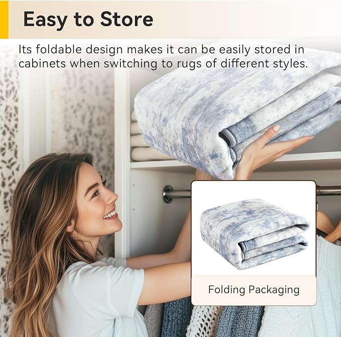 RELEANY Washable 6'x9' Abstract Area Rug for Living Room Light Blue | Carpet for Bedroom, Kitchen, Office, Hallway and Entryway, Printed Pattern, Non‑Slip, Soft, Stain‑Resistant, Easy to Clean