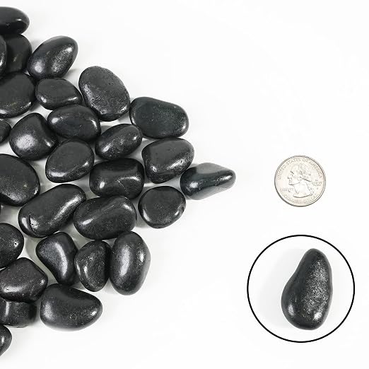 StoneCreek 12 LBS River Rocks, Large Size, Decorative Garden Stones for Plant Landscaping, Polished Gravel Filler Pebbles for Home Decoration, Vases, Succulents(Black Pebbles)