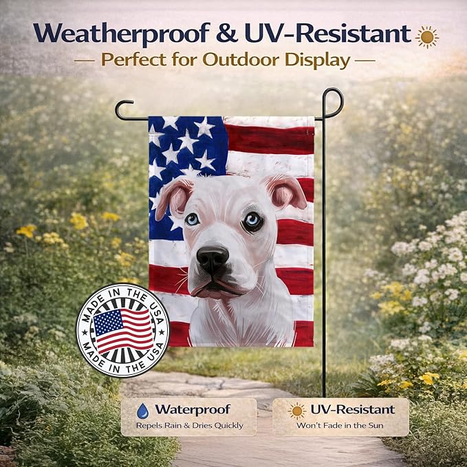 Caroline's Treasures CK6555GF Guatemalan Dogo Dog American Flag Garden Flag Mailbox Flag Decorative Yard Flag Banner Outside Patio Artwork Yard Flower Beds, Garden Size, Multicolor