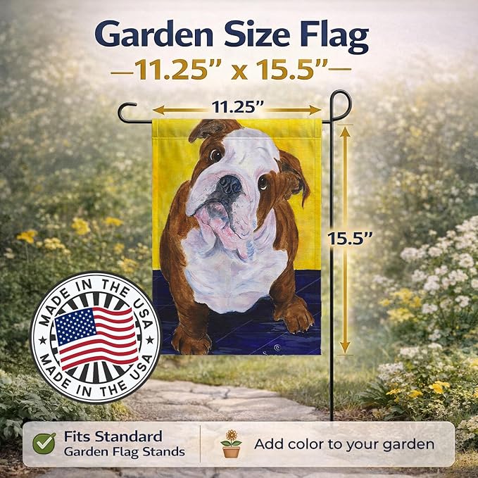 Caroline's Treasures SS8415GF English Bulldog Garden Flag Mailbox Flag Decorative Yard Flag Banner Outside Patio Artwork Yard Flower Beds, Garden Size, Multicolor