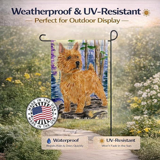 Caroline's Treasures SS8011BGF Norwich Terrier Garden Flag Mailbox Flag Decorative Yard Flag Banner Outside Patio Artwork Yard Flower Beds, Garden Size, Multicolor