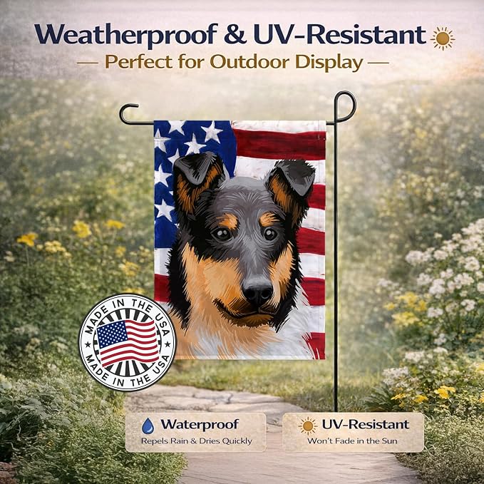 Caroline's Treasures CK6492GF Collie Rough Dog American Flag Garden Flag Mailbox Flag Decorative Yard Flag Banner Outside Patio Artwork Yard Flower Beds, Garden Size, Multicolor
