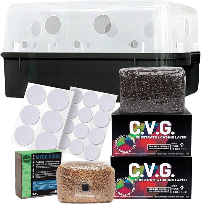 North Spore 'Boomr Bin' Monotub & CVG Mushroom Grow Kit | Complete Mushroom Growing Kit with CVG Bulk Substrate for Dung-loving Species, Just Add Spores, Beginner-friendly