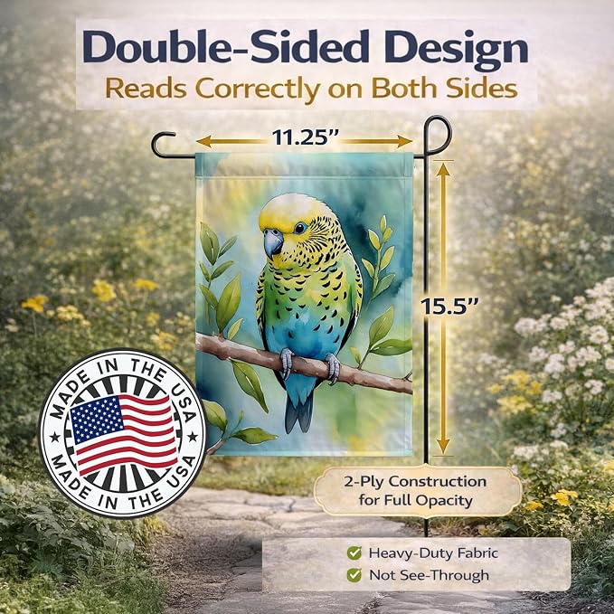 Caroline's Treasures Budgerigar Garden Flag Mailbox Flag Decorative Yard Flag Banner Outside Patio Artwork Yard Flower Beds, Garden Size, Multicolor