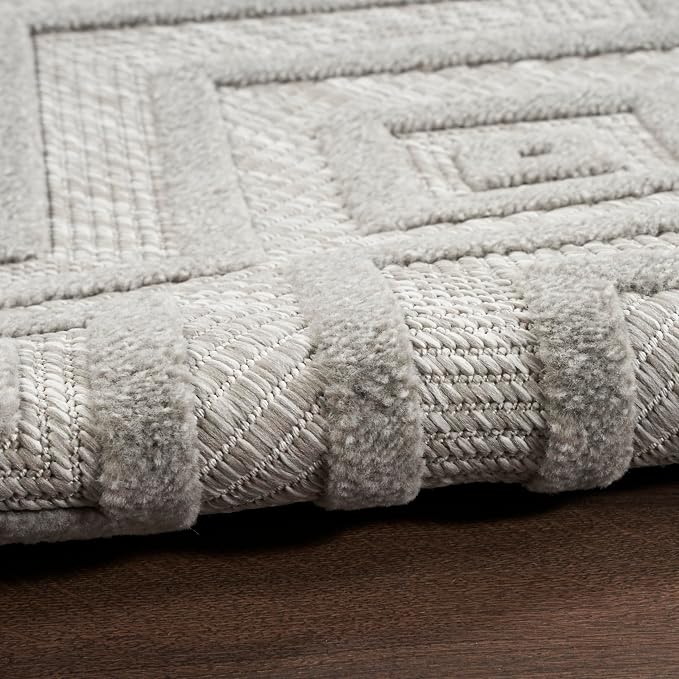 Nourison Home Versatile Silver Grey 9' x 12' Area Rug - Easy Clean, Non Shedding, Bed Room, Living Room, Dining Room, Kitchen (9' x 12')