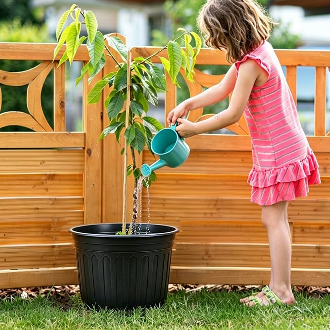 HECTOLIFE 50-Pack 5 Gallon Flexible Flower Plant Nursery Pots, Thickened Soft Plastic Seed Starting Container for Succulents, Seedlings, Cuttings, Transplanting,(Black)