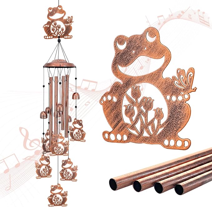 Frog Wind Chimes Outdoor Frog Gifts for Women Men Mom Gardening Birthday Gifts Metal Memorial WindChimes for Outside/Indoors, Lawn, Patio, Yard Art, Garden Decor, Yard Decorations