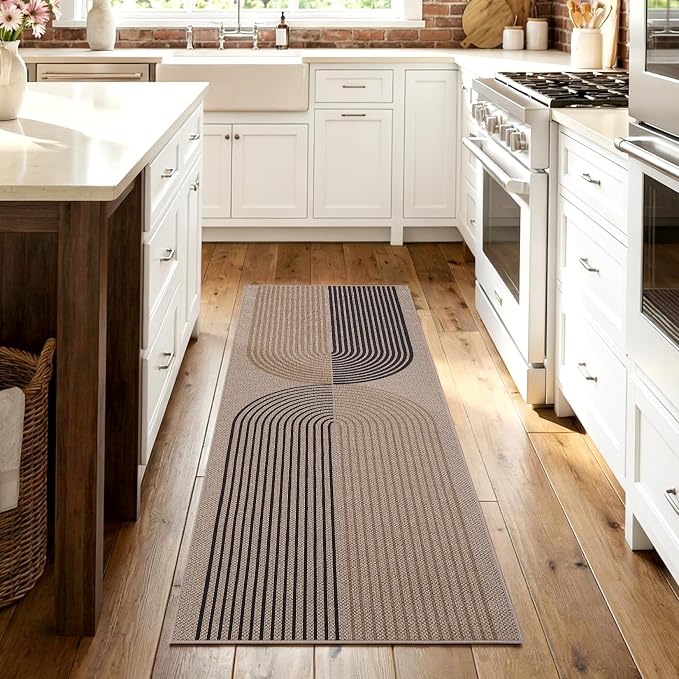 GarveeHome Easy Jute 2x8 Runner Rugs Modern Rainbow Rug for Hallway Kitchen Non Slip Indoor Outdoor Runner Door Mat for Laundry Porch