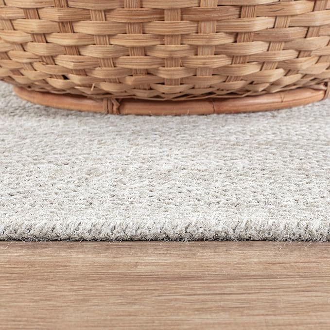 CAMILSON Easy Jute Rug 8x10, Indoor Outdoor Off-White Color Fiber Area Rugs for Living Room and Patio Rug Herringbone Seagrass Boho Woven Design Easy-Cleaning Washable Outside Carpet Alfombras 8 x 10