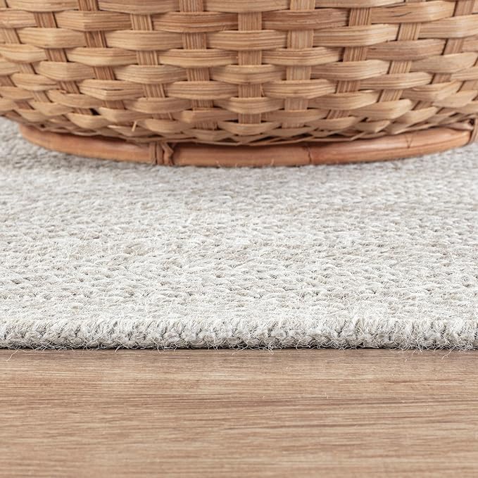 CAMILSON Easy Jute Rug 4x6, Indoor Outdoor Off-White Color Fiber Area Rugs for Living Room Patio and Kitchen Rug Herringbone Seagrass Woven Design Easy-Cleaning Washable Outside Carpet Alfombras 4 x 6