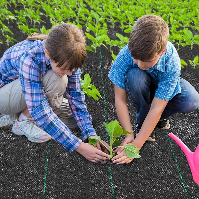 EXTRAEASY Garden Weed Barrier Landscape Fabric,Weed Block Fabric Heavy Duty 3.2OZ,Woven Mulch for Landscaping Ground Cover Weed Control Fabric, Black Garden Bed Liner (4ft x 250ft)