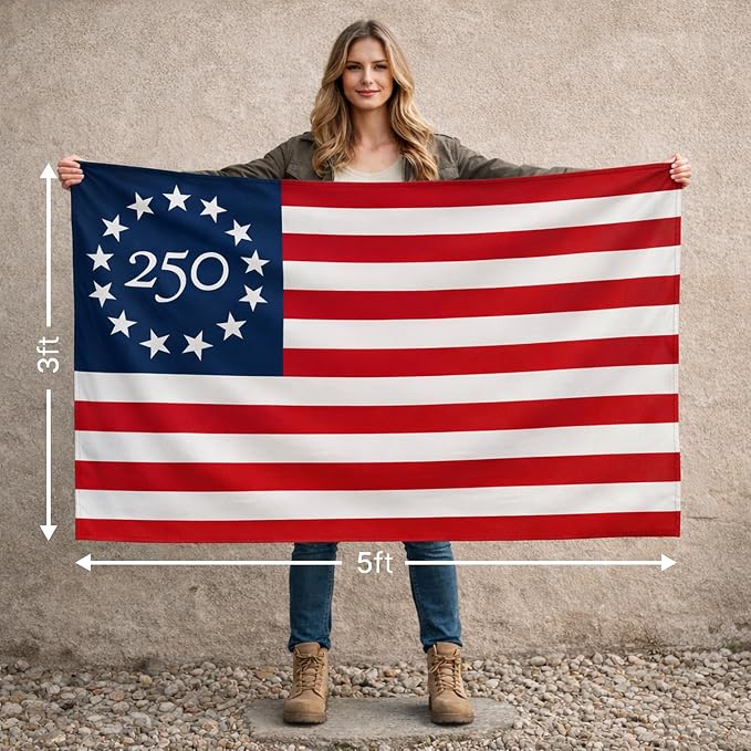 USA 250 Year Anniversary Flag 3x5 Ft – 1776-2026 United States Semiquincentennial Outdoor Banner – 250th America Birthday Celebration Decor (Printed Poly)