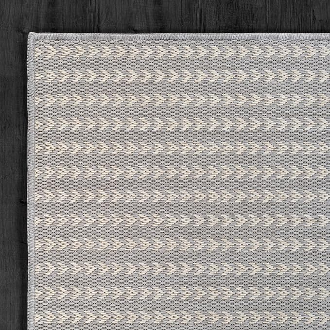 Washable Outdoor Rug 6x9 Modern Area Rugs Outdoor Carpets Striped Pattern Non Shedding Waterproof Easy Clean Patio Deck Porch Living Room Bedroom Garden RV (6 X 9 Gray)