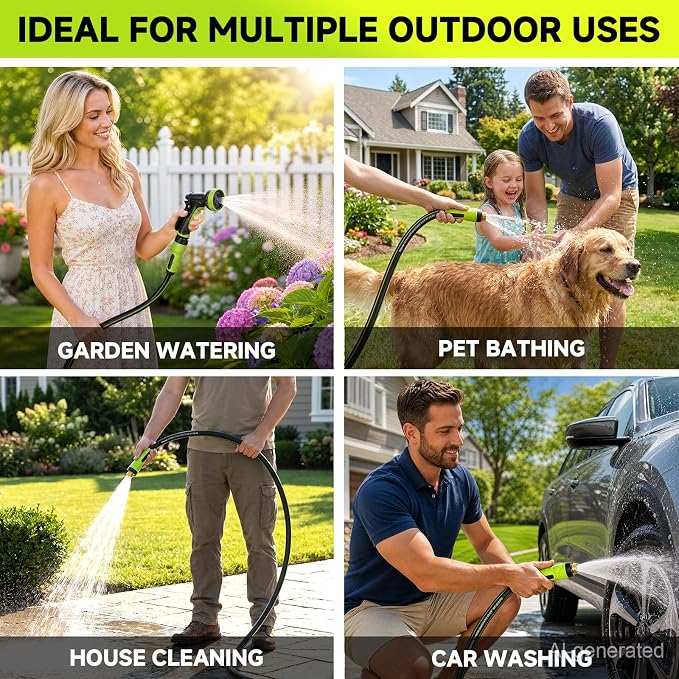 Garden Hose 25ft x 5/8", NON-EXPANDABLE Water Hose Heavy Duty, Flexible, Lightweight, Kink Resistant & Outside Hybrid Hose, Male to Female Fittings