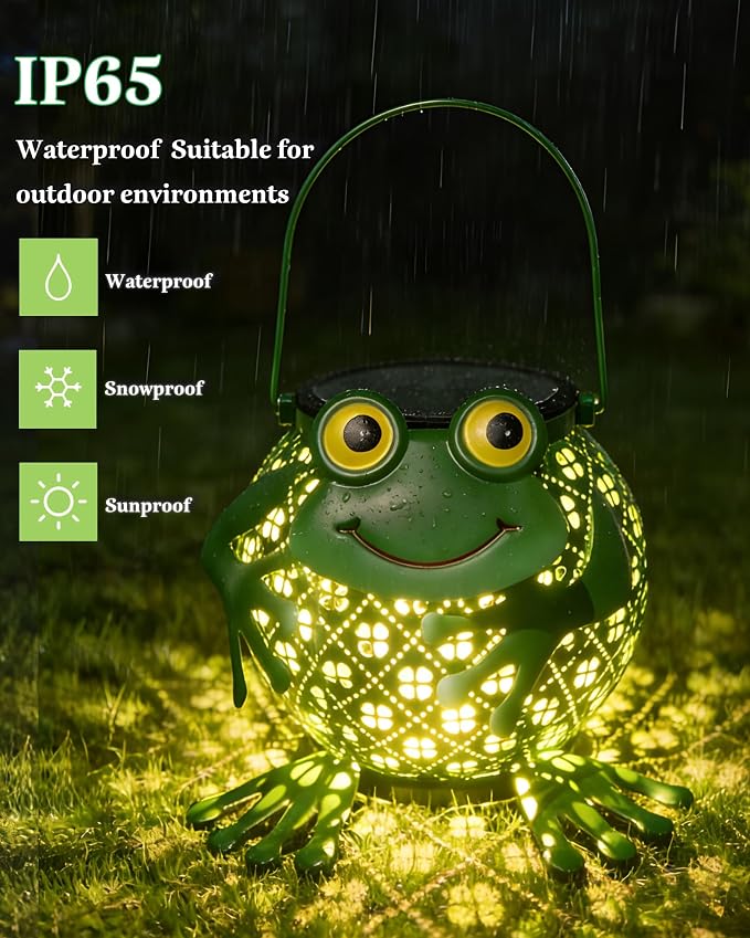Solar Lanterns Outdoor, Solar Lights Outdoor Garden Decor, Waterproof Outdoor Hanging Lantern Solar Garden Lights Frog for Outside Patio Yard, Lawn, Porch, Backyard Decoration