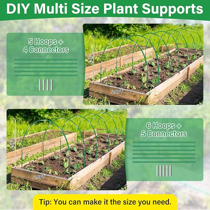 Garden Mesh Netting Kit for Raised Beds, 10x33FT Ultra Fine Mesh Netting&6 Sets 8FT Fiberglass Garden Hoops, Insect Netting Row Cover, Pest Barrier Protection for Vegetable Fruits Flowers