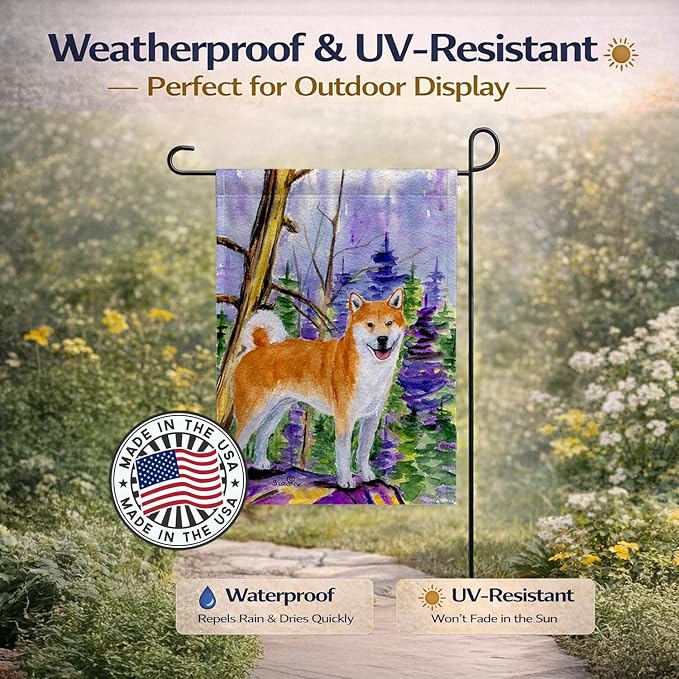 Caroline's Treasures SS8629GF Shiba Inu Garden Flag Mailbox Flag Decorative Yard Flag Banner Outside Patio Artwork Yard Flower Beds, Garden Size, Multicolor