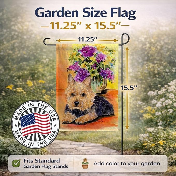Caroline's Treasures SS8297GF Norwich Terrier Garden Flag Mailbox Flag Decorative Yard Flag Banner Outside Patio Artwork Yard Flower Beds, Garden Size, Multicolor