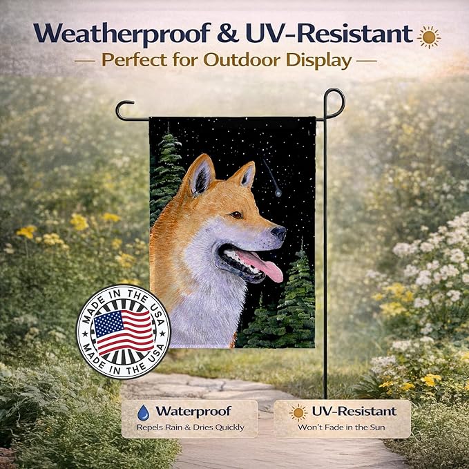 Caroline's Treasures SS8598GF Shiba Inu Garden Flag Mailbox Flag Decorative Yard Flag Banner Outside Patio Artwork Yard Flower Beds, Garden Size, Multicolor