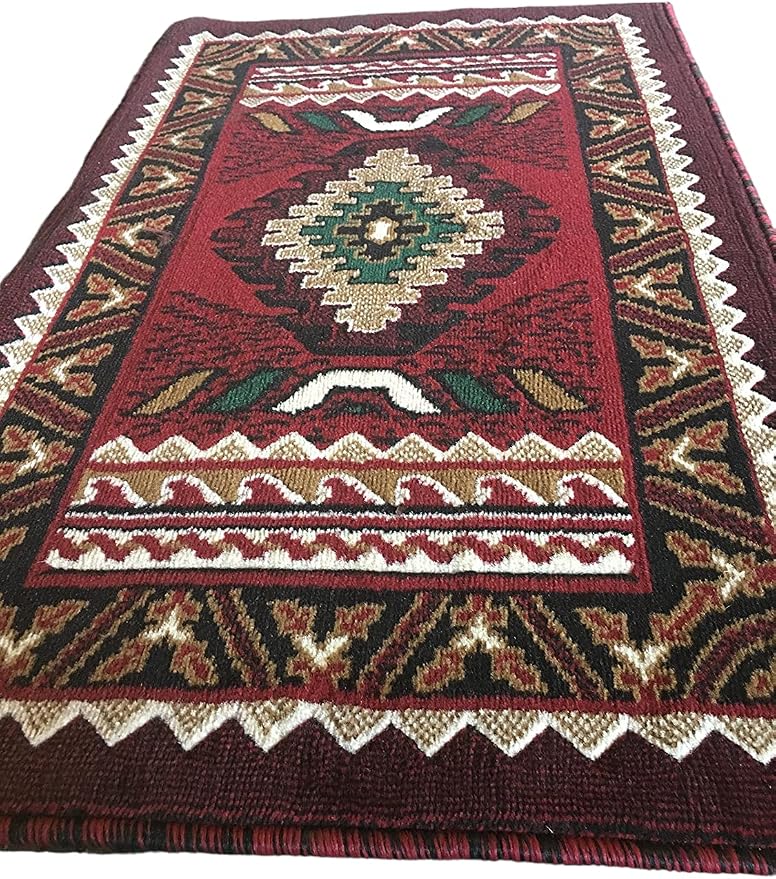 YHSF South West Native American Area Tribal Rug - Red, 2' x 3'4" | Easy-Clean, Soft & Durable Tribal Rug for Living Room, Bedroom, Kitchen & More - Stain-Proof Runner for Home Decor
