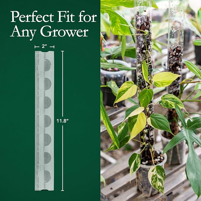 THICCLY V3 GrowPole Small 10 Pcs - Front Opening Plastic Moss Poles for Climbing Plants, D-Shaped Moss Pole for Monstera Plant Support Plant Climbing Pole, Plastic Plant Pole Support for Philodendron