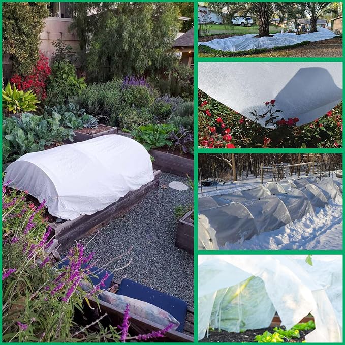 Garutom Plant Covers Freeze Protection 10ft x 33ft 1.1 oz Frost Cloth Plant Freeze Protection, Frost Blankets for Outdoor Plants Winter or Floating Row Covers Shade Cloth for Gardens, Vegetables