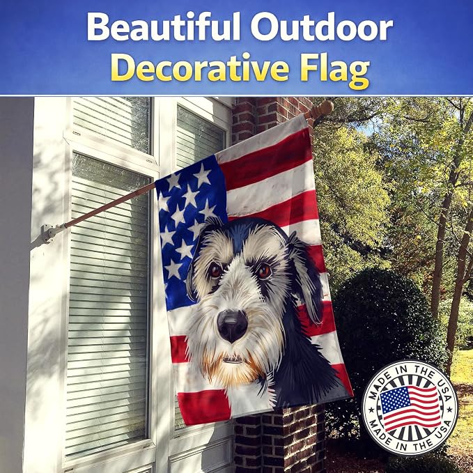 Caroline's Treasures CK6554CHF Griffon Nivernais Dog American Flag House Flag Large Porch Sleeve Pole Decorative Outside Yard Banner Artwork Wall Hanging, Polyester, House Size, Multicolor