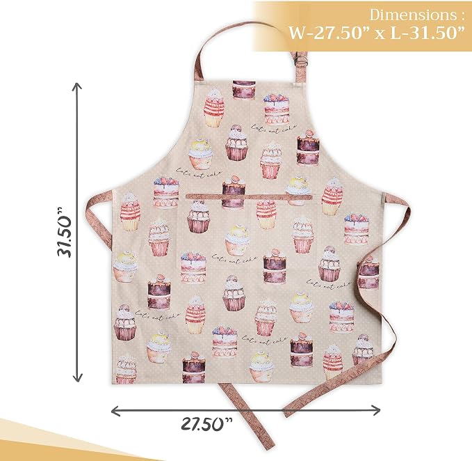 Maison d' Hermine Aprons for women with Pocket 100% Cotton (27.50"x31.50") | Adjustable Neck Strap & long ties Apron Men Chef Wedding Cooking Gardening Server Maid