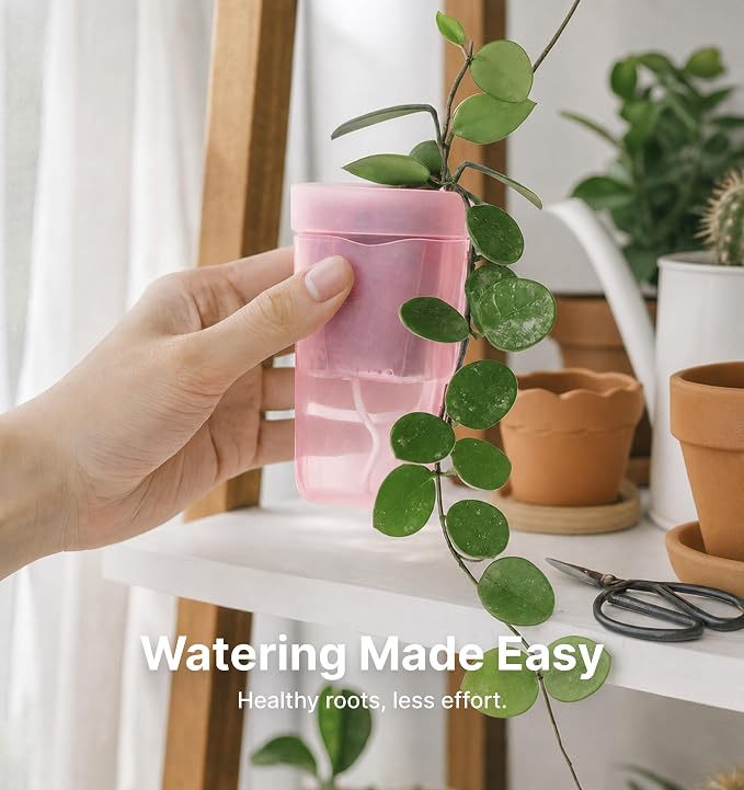 12 Pack 2.5" Small Pink Self Watering Pot with Humidity Dome for Indoor Plant,Clear Seed Starter Cup,Tissue Culture Acclimation Kit,Alocasia Corm Propagation,African Violet,Cutting,Seedling