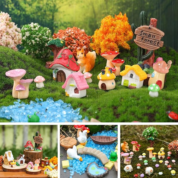 118 PCS Mini Fairy Garden Accessories Kit Miniature Garden Decorations Set Tiny Figurines for DIY Micro Landscape Terrarium Succulent Craft Decor Potted Horticulture Ornaments