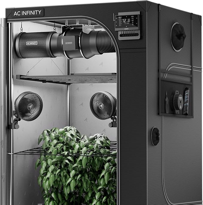 AC Infinity AI Grow System PRO 4x4, 4-Plant Kit w/AI Controller | Dynamic Airflow & LM301H EVO LED Lighting Control, 2000D Mylar Tent w/ Lab-Tested Reflectivity, Largest Zippered Window