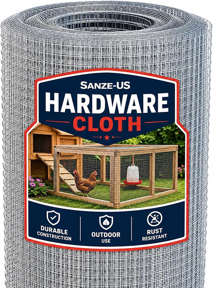 SANZEUS Hardware Cloth, 48in x 100ft 1/2in Mesh, 19GA Chicken Wire Fencing | Hot-dip galvanized after welding, heavy-duty wire mesh, rust resistant, chicken coops, garden beds, rabbit cages, tree guards