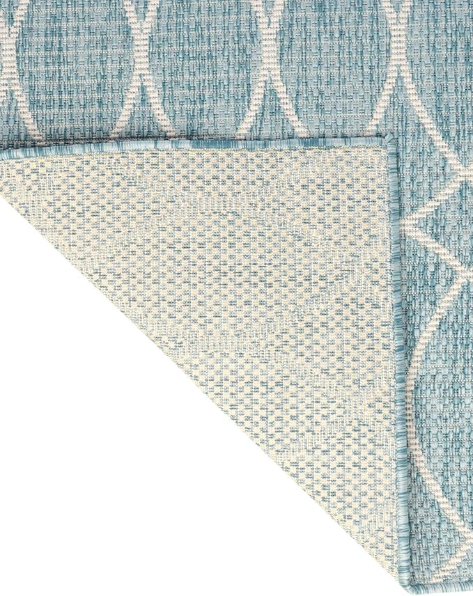 Unique Loom Outdoor Trellis Collection Area Rug - Gitter (3' 1" x 5' 3" Rectangle, Light Aqua/ Ivory)