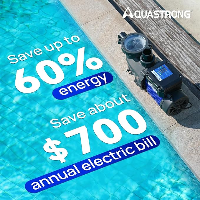 Aquastrong 2HP In/Above Ground Pool Pump, Dual Speed with Timer, 115V, 5186GPH, High Flow Self Primming Swimming Pool Pump,Black