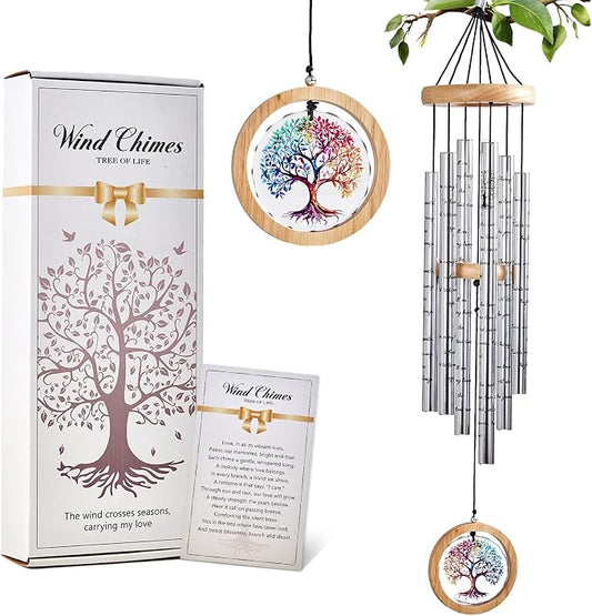 Memorial Wind Chimes for Outside 34" Tree of Life Wind Chime Outdoor for Garden Porch Decor Memorial Bereavement Sympathy Gift for Loss of Loved One Mom Dad Grandpa Grandma Friends