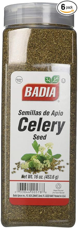 Badia Celery Seed Whole, 16 oz (Pack of 6) – Aromatic & Bold Flavor for Pickling, Cooking, and Seasoning