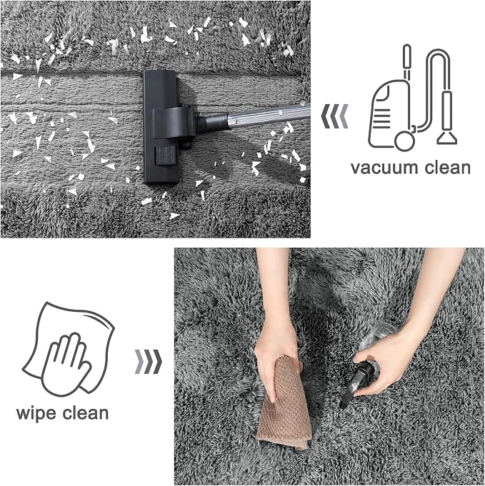 Large Area Rugs 9x12 Living Room, Ultra Fluffy Fuzzy Shag Grey Rug for Bedroom, Modern Plush Soft High Pile Upgrade Non-Slip Gray Carpet for Kids Girls and Boys, Dorms, Home Decor Aesthetic