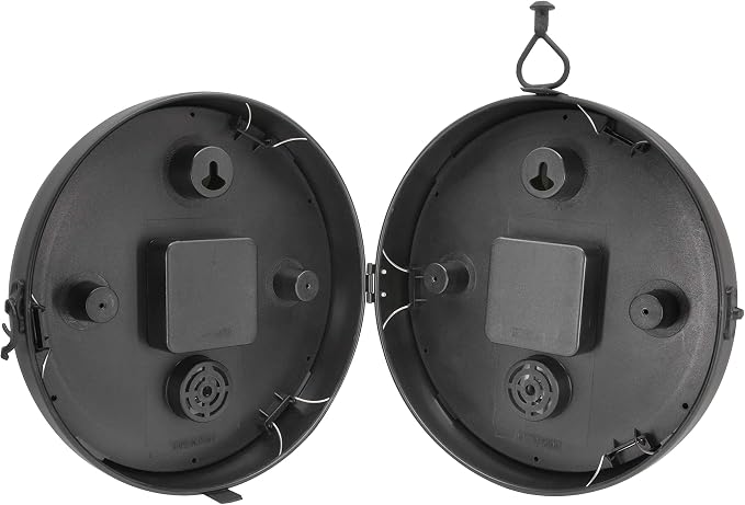 AcuRite 9-Inch Indoor/Outdoor Double-Sided Hanging Clock with 360-Degree Spin Functionality, Iron Metal Frame, Glass Lens, Quartz Crystal Movement, Weatherproof and Premium Thermometer (75140M),Black