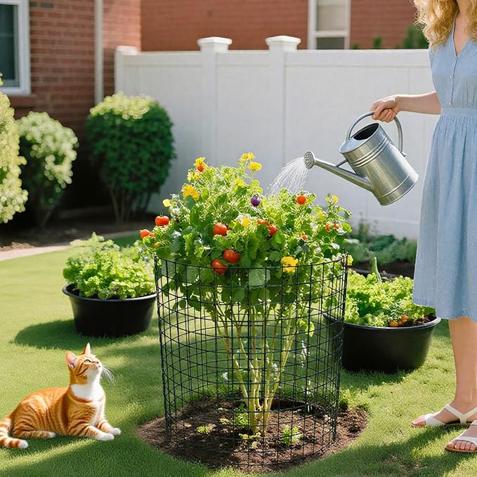 8 Pack Plant Protectors from Animals, 20"x 12" Wire Plant Protector, Wire Cages for Plants with Stakes and Cable Ties, Metal Plant Cages for Plants, Vegetables, Flowers