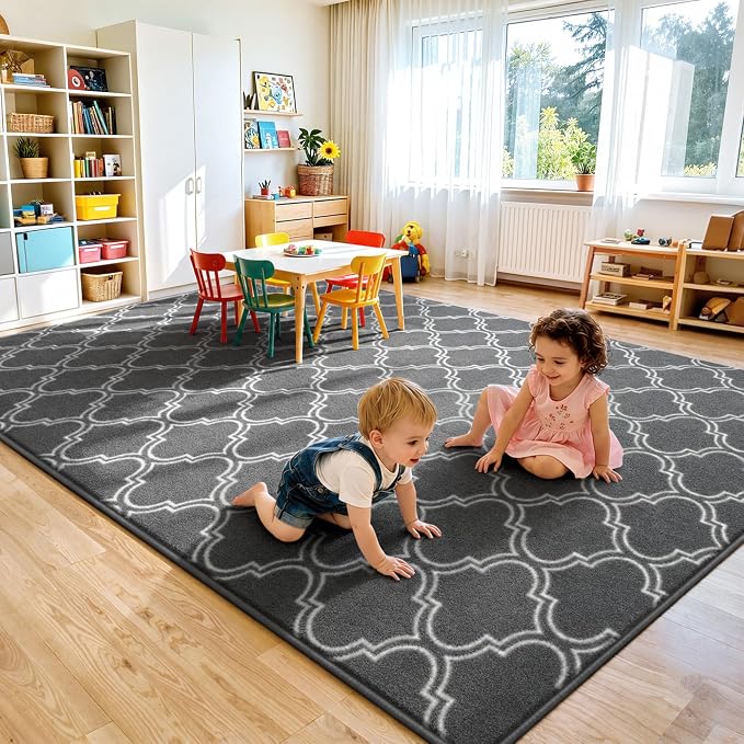 Keeko 6x9 Area Rugs for Living Room,Soft Washable Memory Foam Bedroom Rug | Indoor Throw Rug Low Pile Minimalist Non Slip Carpet for Kids Nursery Classroom Dorm Room Home Decor