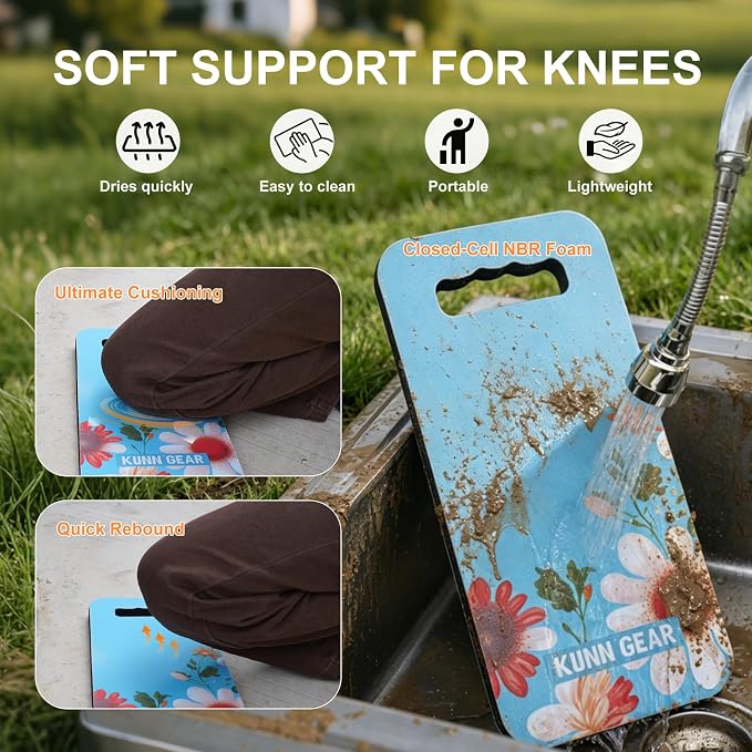 KUNN 5 Gallon Garden Bucket Tool Organizer & Kneeling Pad Set, 18-Pocket Heavy Duty Garden Caddy with Hangable Handle, Polyester Tool Bag with Grip Handle & Gardening Kneeling Pad for Women, Orange